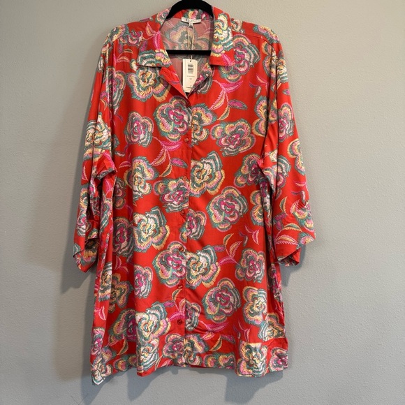 Z Supply Camden Tango Floral Mini Button Front Dress Beach Resort L - Picture 2 of 7